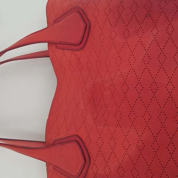 MZ Wallace Red Berlin Diamond Perforated Leather Tote Bag - Picture 4 of 16